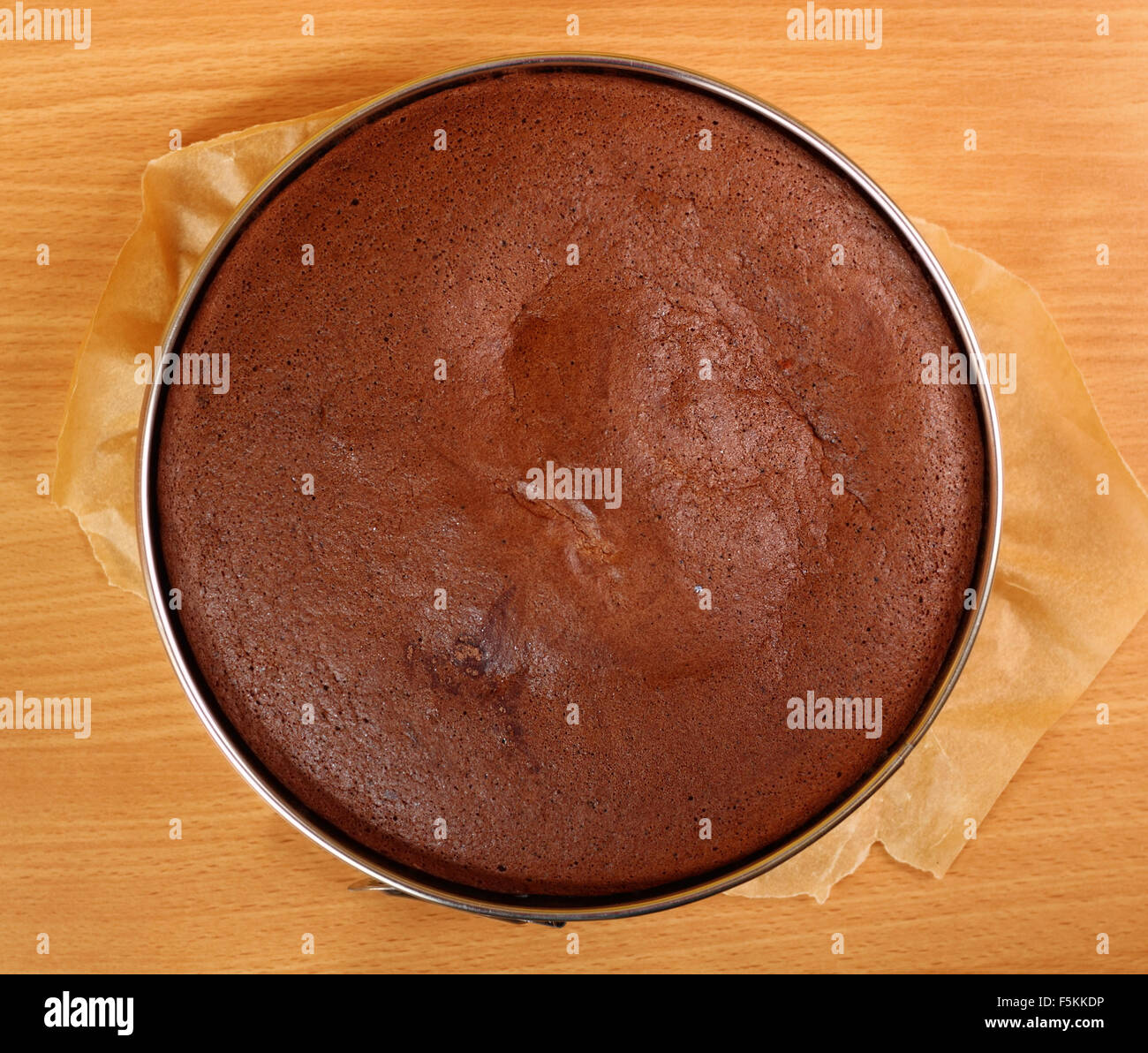 Baked Cake in Springform. Making Chocolate Layer Cake. Series Stock