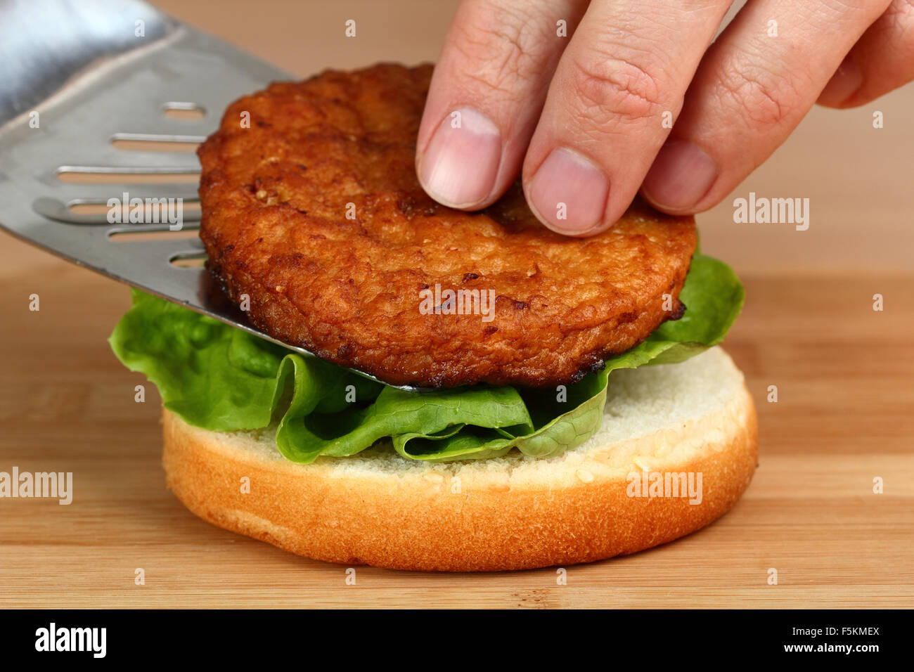 Put Patty. Making Hamburger. Macro. Series. 4/12 Stock Photo Alamy