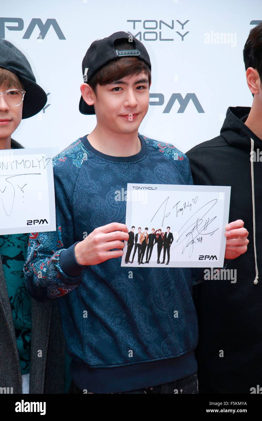 2PM attends fans meeting conference at TONYMOLY in Seoul, South Korea