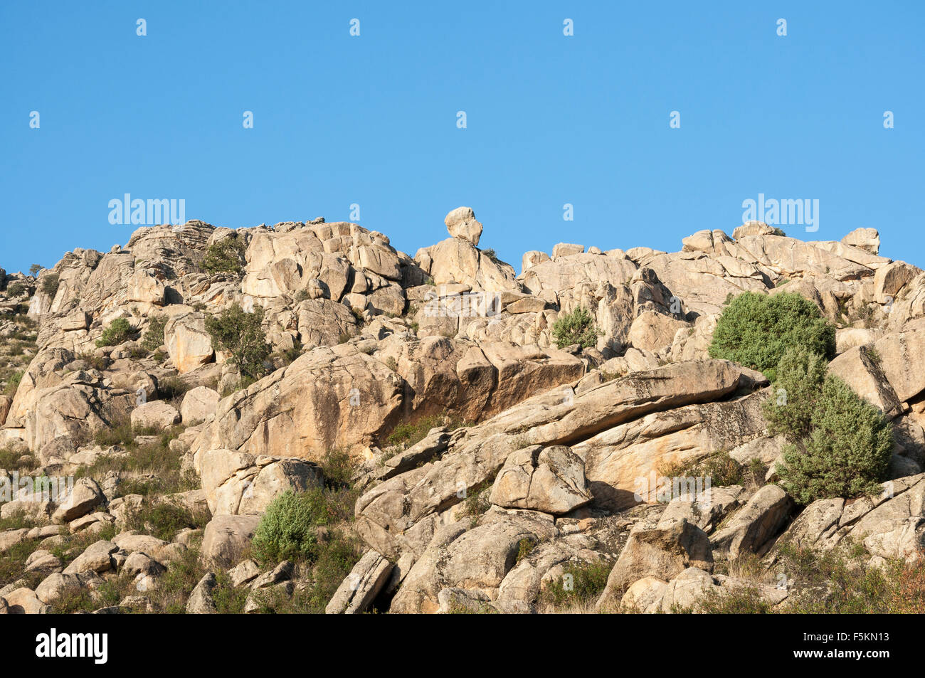 Granite outcrops in Sierra de los Porrones, Guadarrama Mountains, Madrid, Spain. Stock Photo