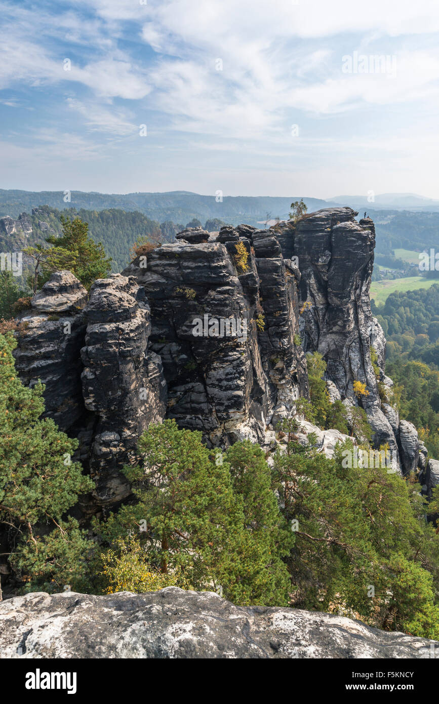 Kleine Gans rock, Elbe sandstone mountains, Saxony, Germany Stock Photo