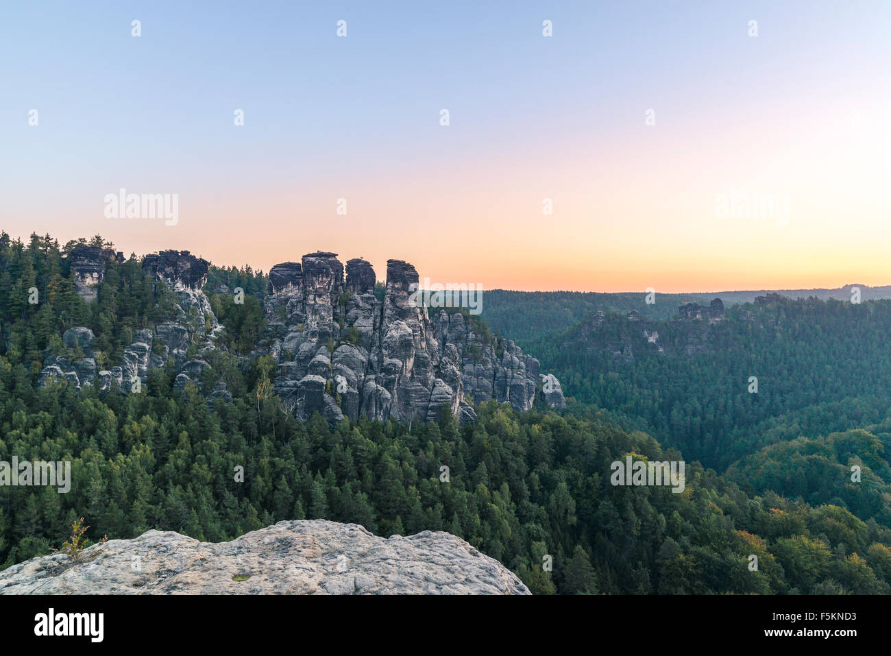 Kleine Gans rock, Elbe sandstone mountains, Saxony, Germany Stock Photo