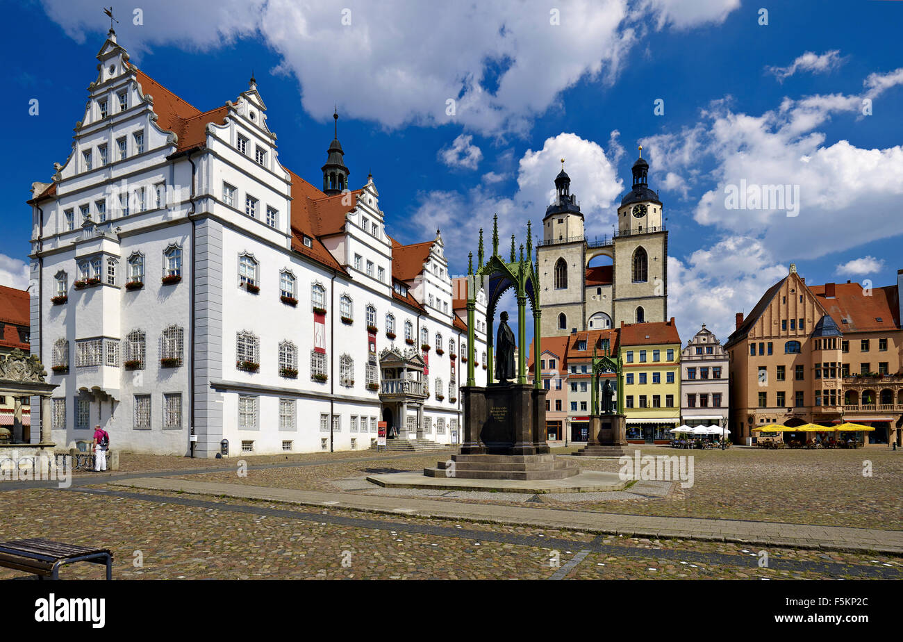 City Hall and St. Mary's Church in Wittenberg, Germany Stock Photo Alamy