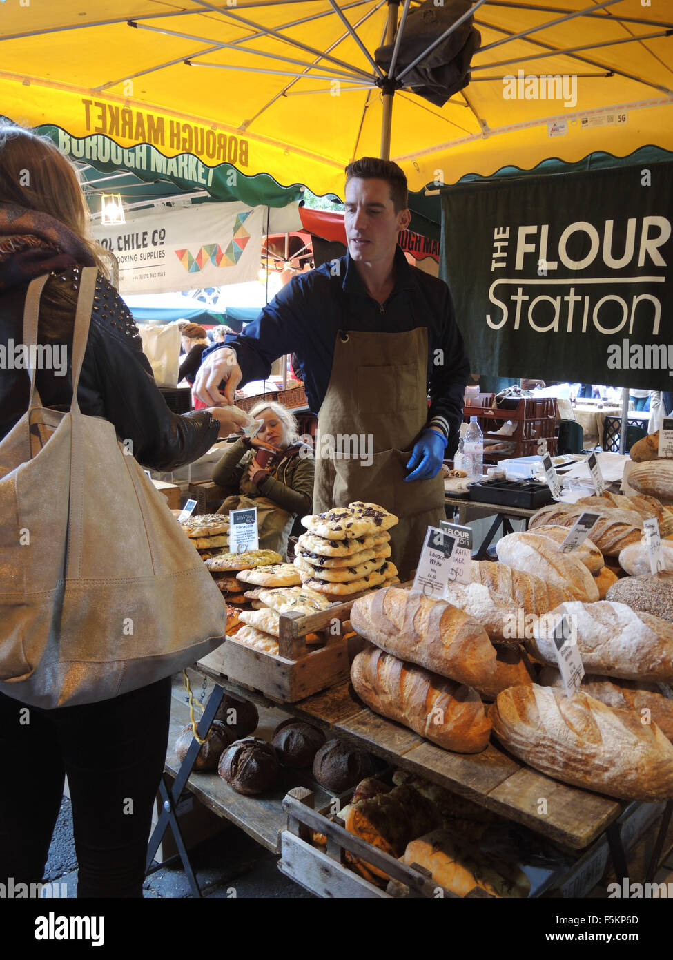 Borough Market bread trader Stock Photo