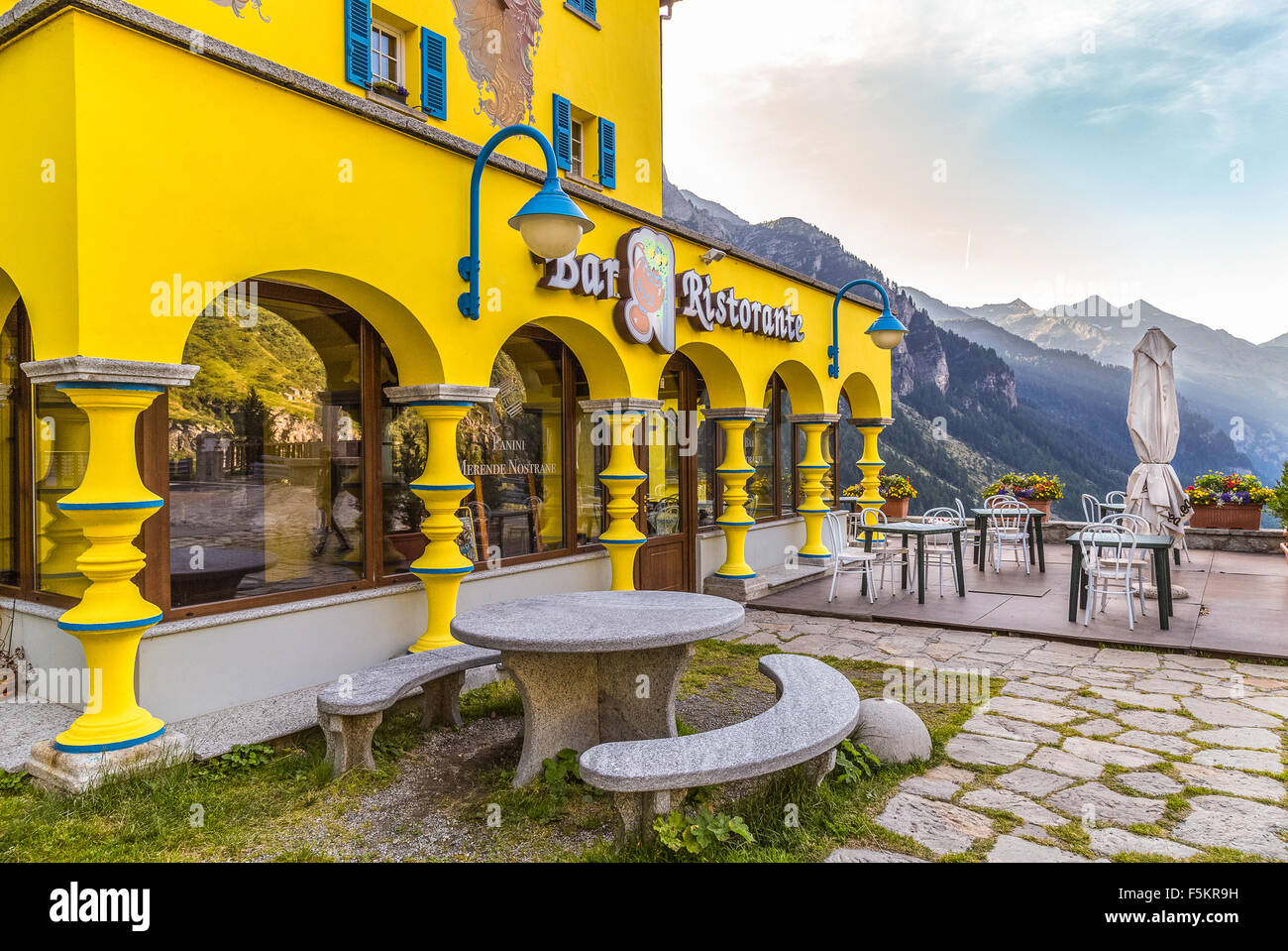 Italy Piedmont Val Formazza Historical hotel Cascate del Toce Stock Photo -  Alamy