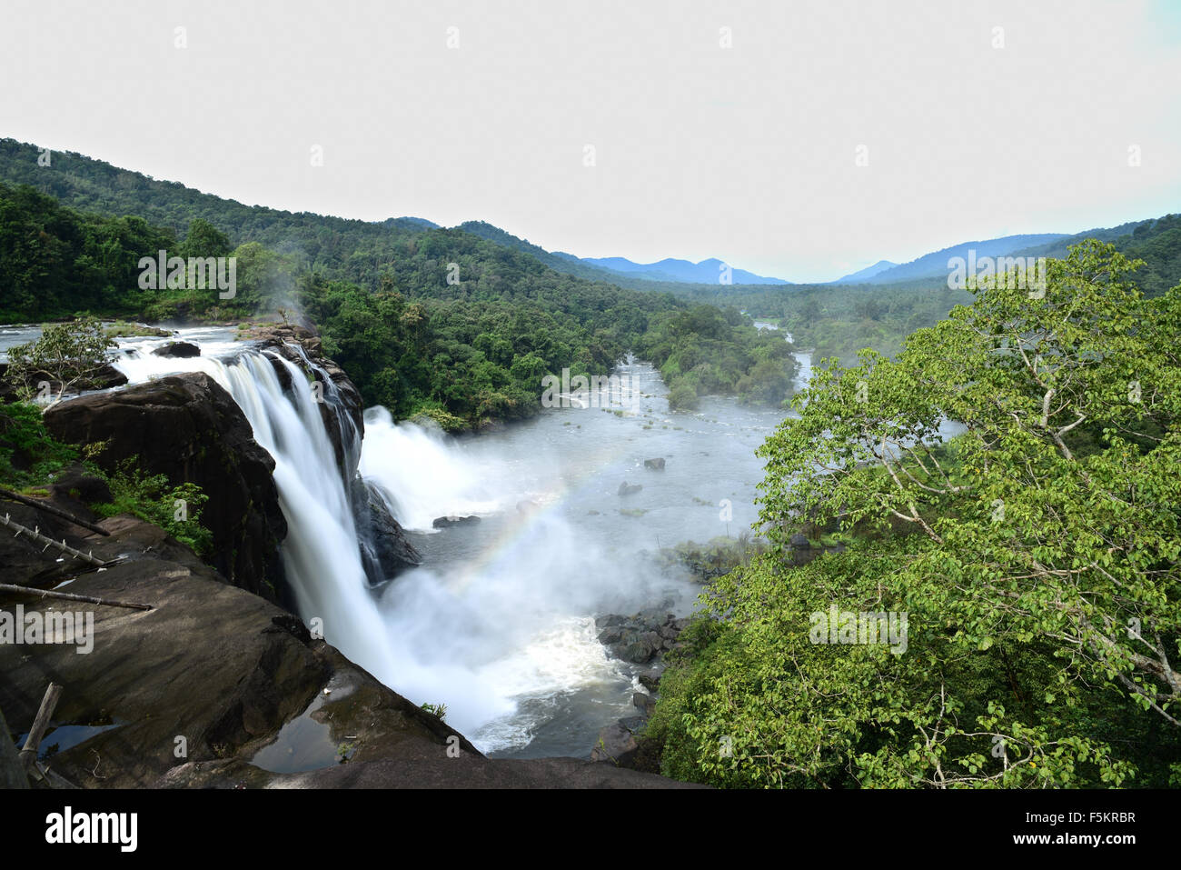 Athirappilly athirapally falls on chalakudy chalakkudi river at vazhachal forest ; Trichur Thrissur ; Kerala ; India Stock Photo