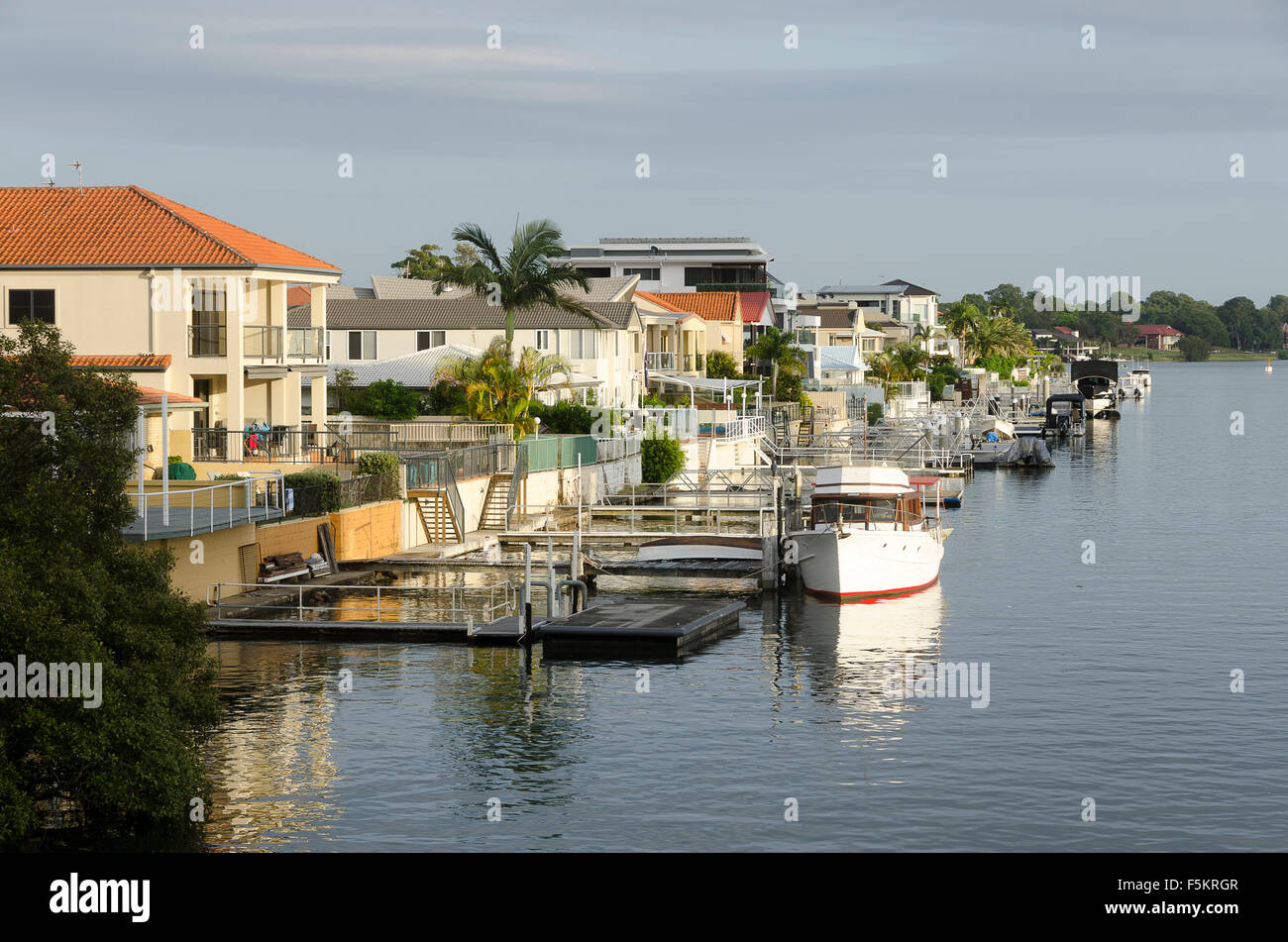 Houses by canal, Surfers Paradise, Gold Coast, Queensland, Australia