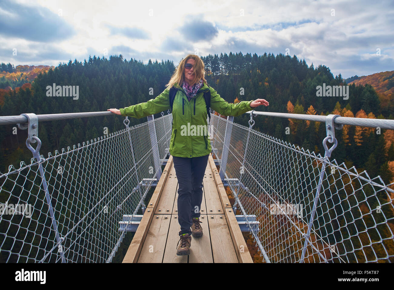 hanging rope bridge Geierlay,Mörsdorf,Hunsrück,Saar-Hunsrück-Steig ...