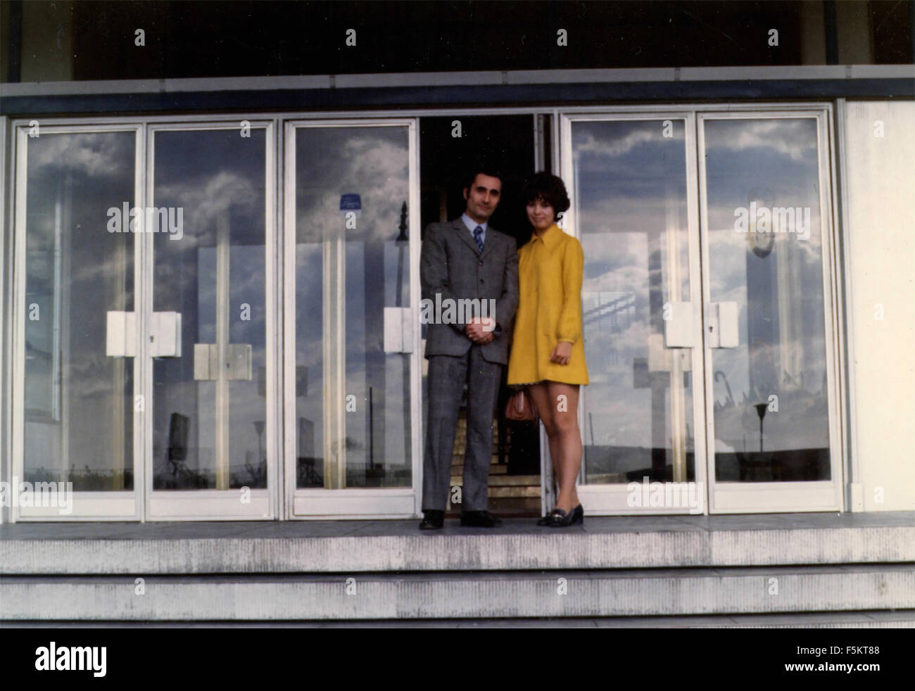 A couple with fashion clothes from the 1970s, Italy Stock Photo