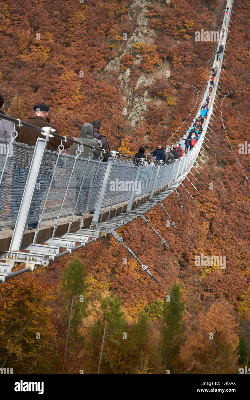hanging rope bridge Geierlay,Mörsdorf,Hunsrück,SaarHunsrückSteig