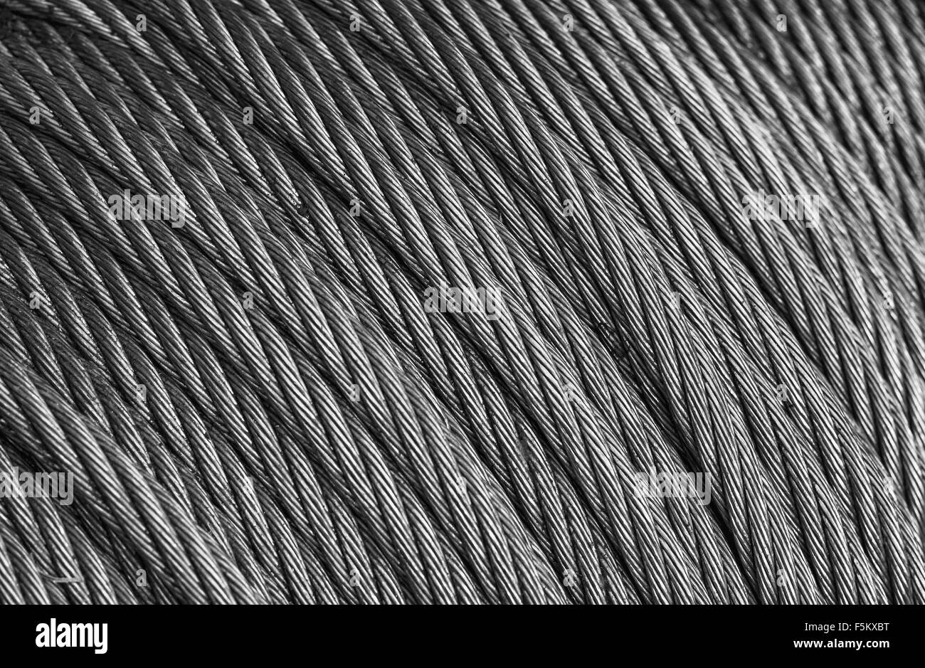 Closeup of a steel cable wrapped in a roll Stock Photo