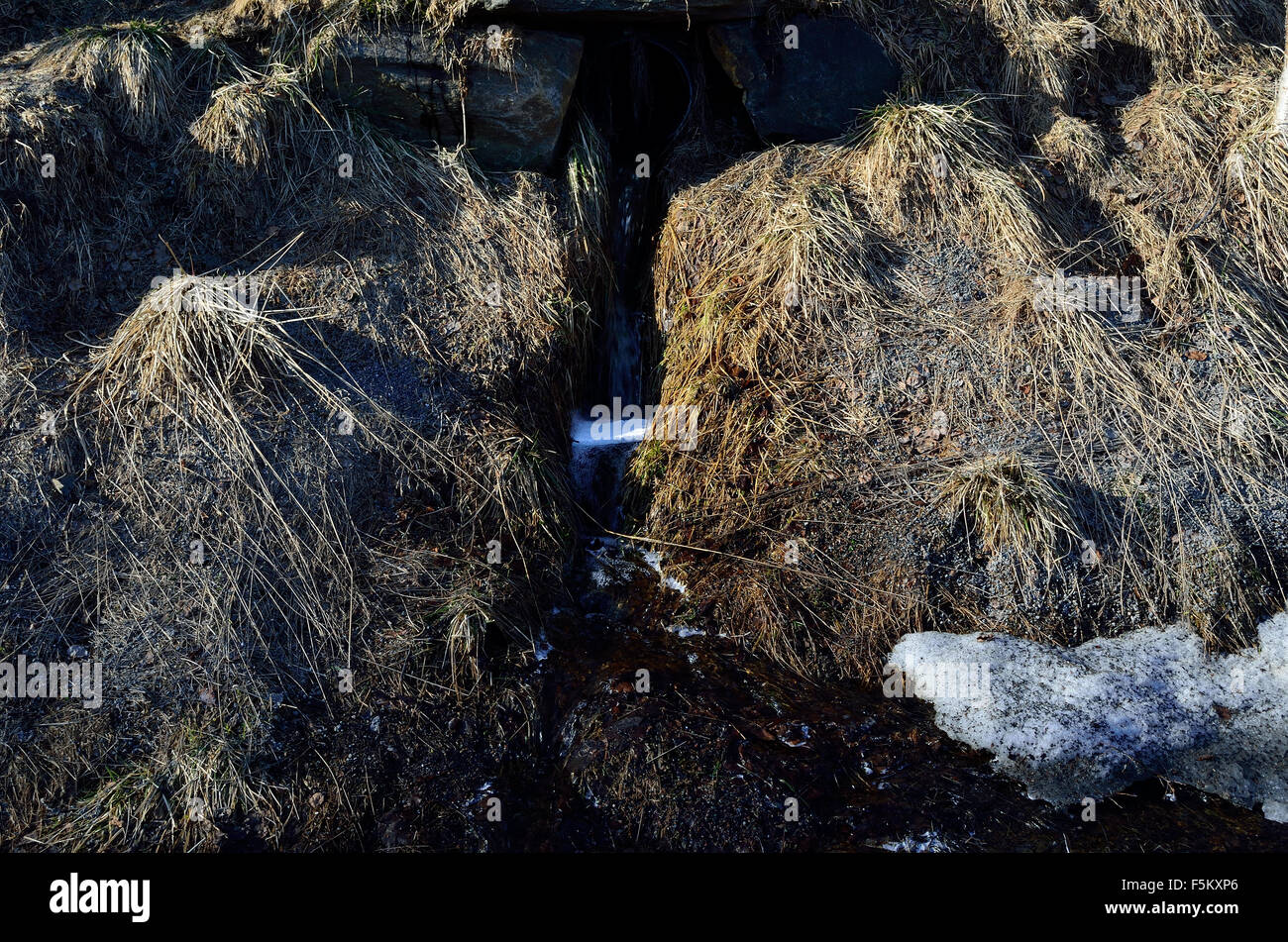 flowing snow melt water drainage Stock Photo Alamy