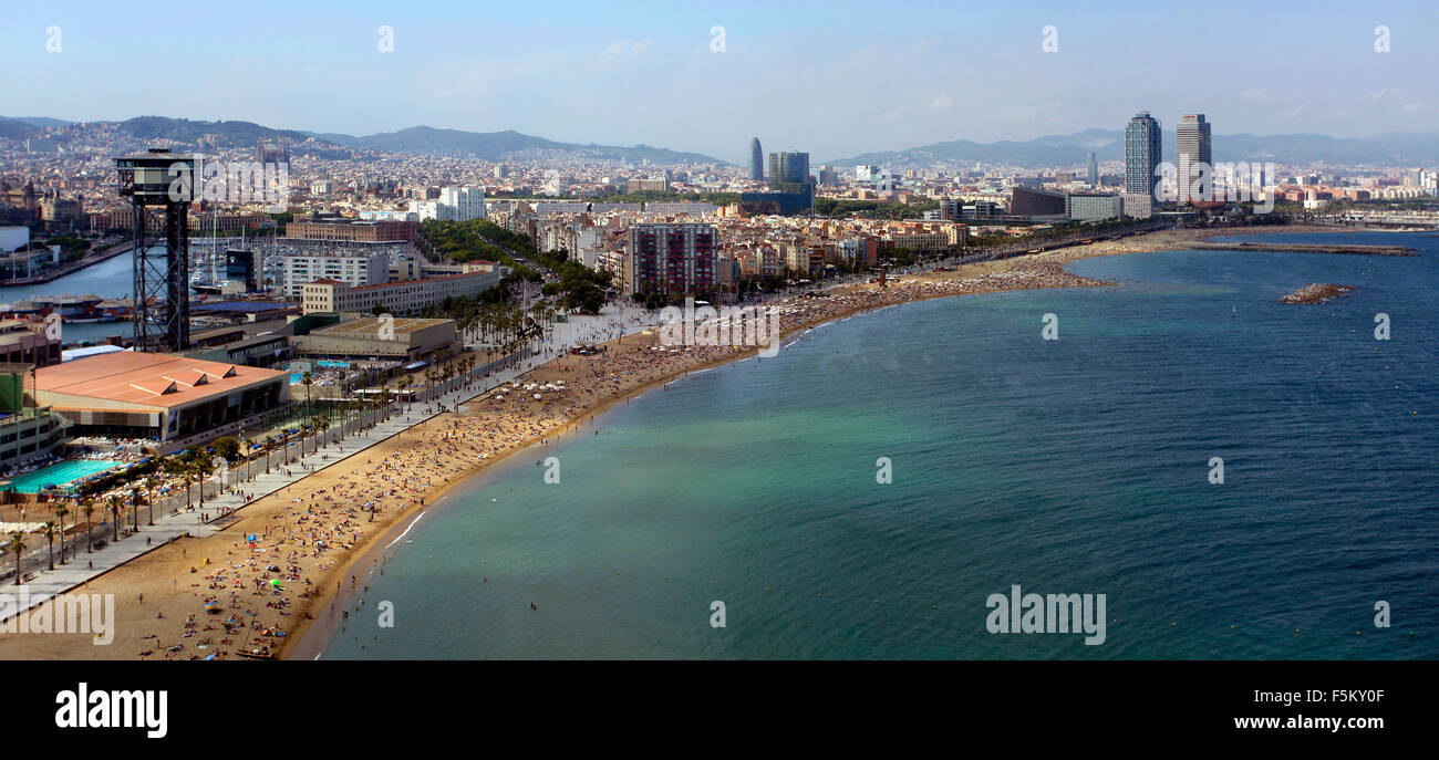 Barcelona beach skyline. Stock Photo