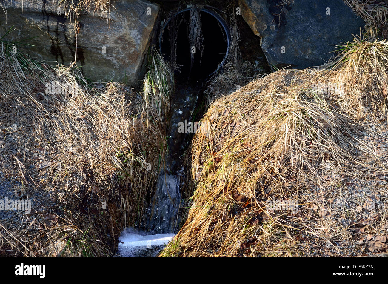 flowing snow melt water drainage Stock Photo Alamy