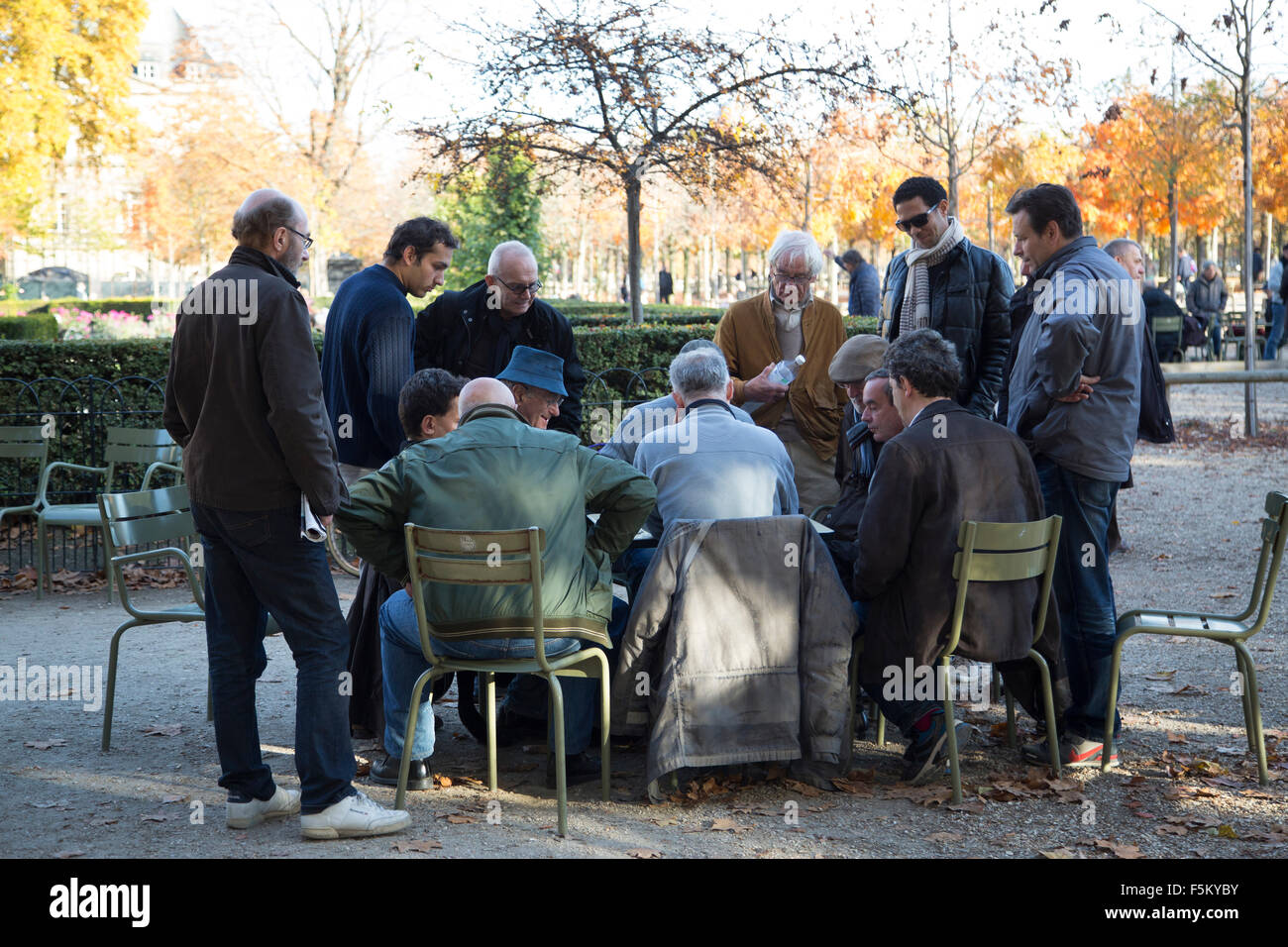 chess players in jardin du luxembourg, paris , france Stock Photo