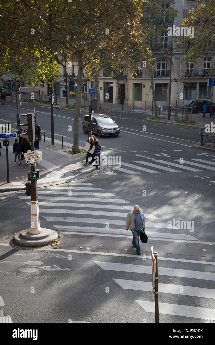 pedestrian crossing in paris france Stock Photo