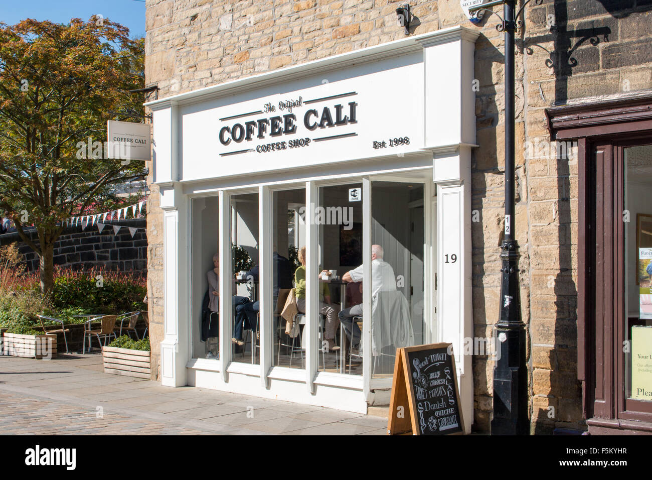 Coffee Cali coffee shop in central Hebden Bridge, Calderdale, West