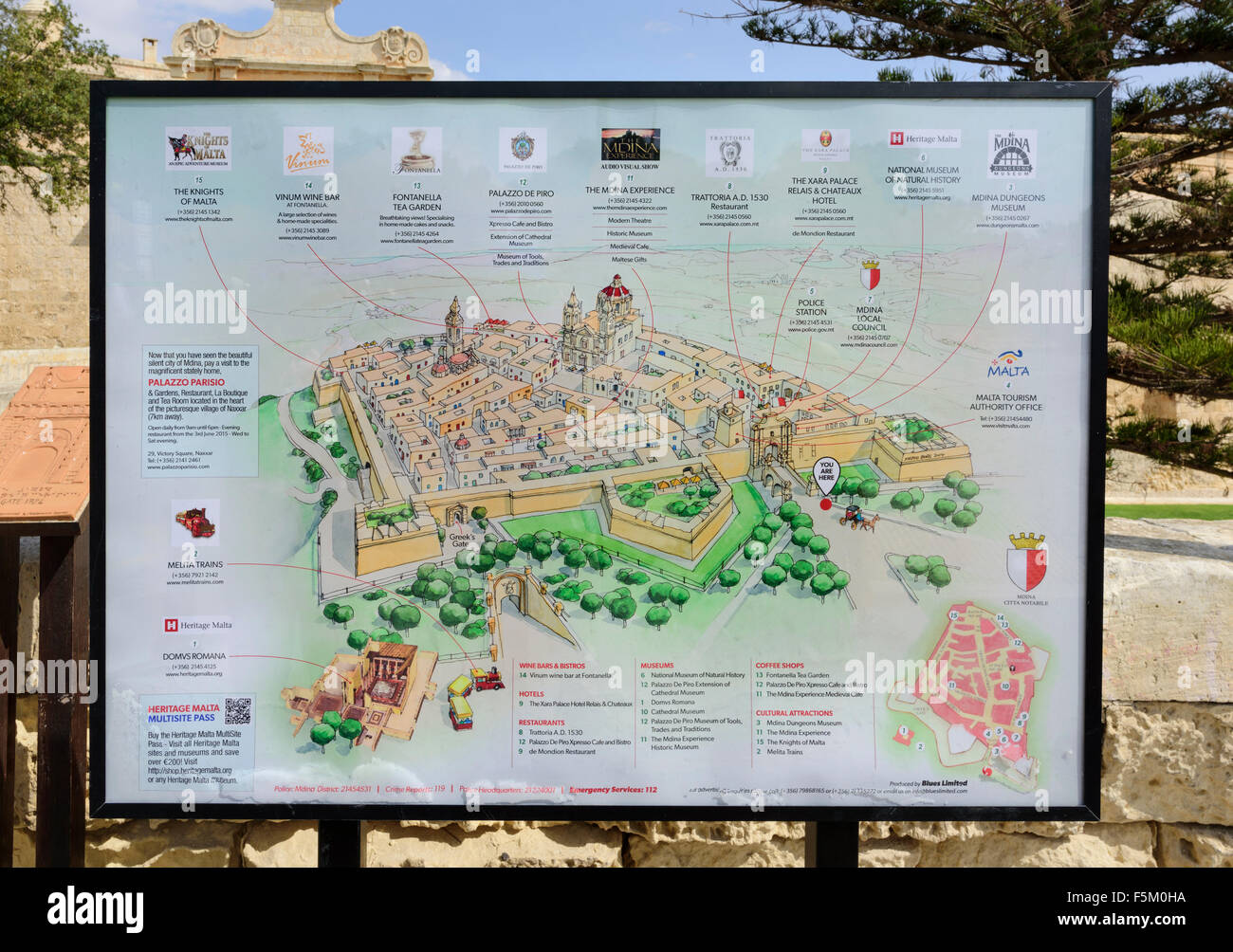 Mdina Visitor Map Stock Photo