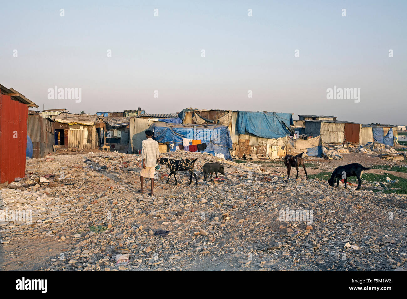 Slums area in mumbai, maharashtra, india, asia Stock Photo