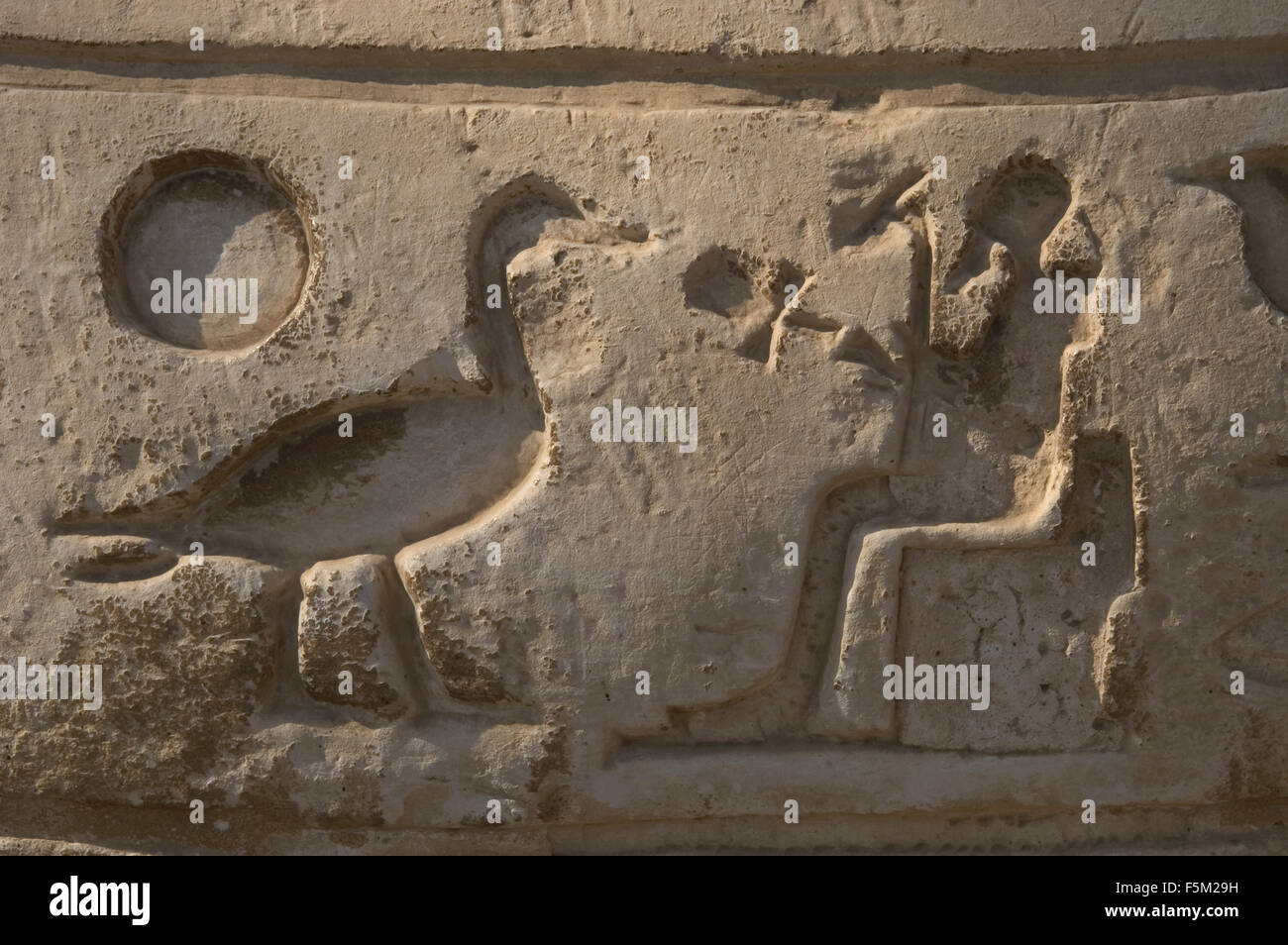 Hieroglyphic writing. Mit Rahina Open Air Museum. Memphis. Egypt. Stock Photo