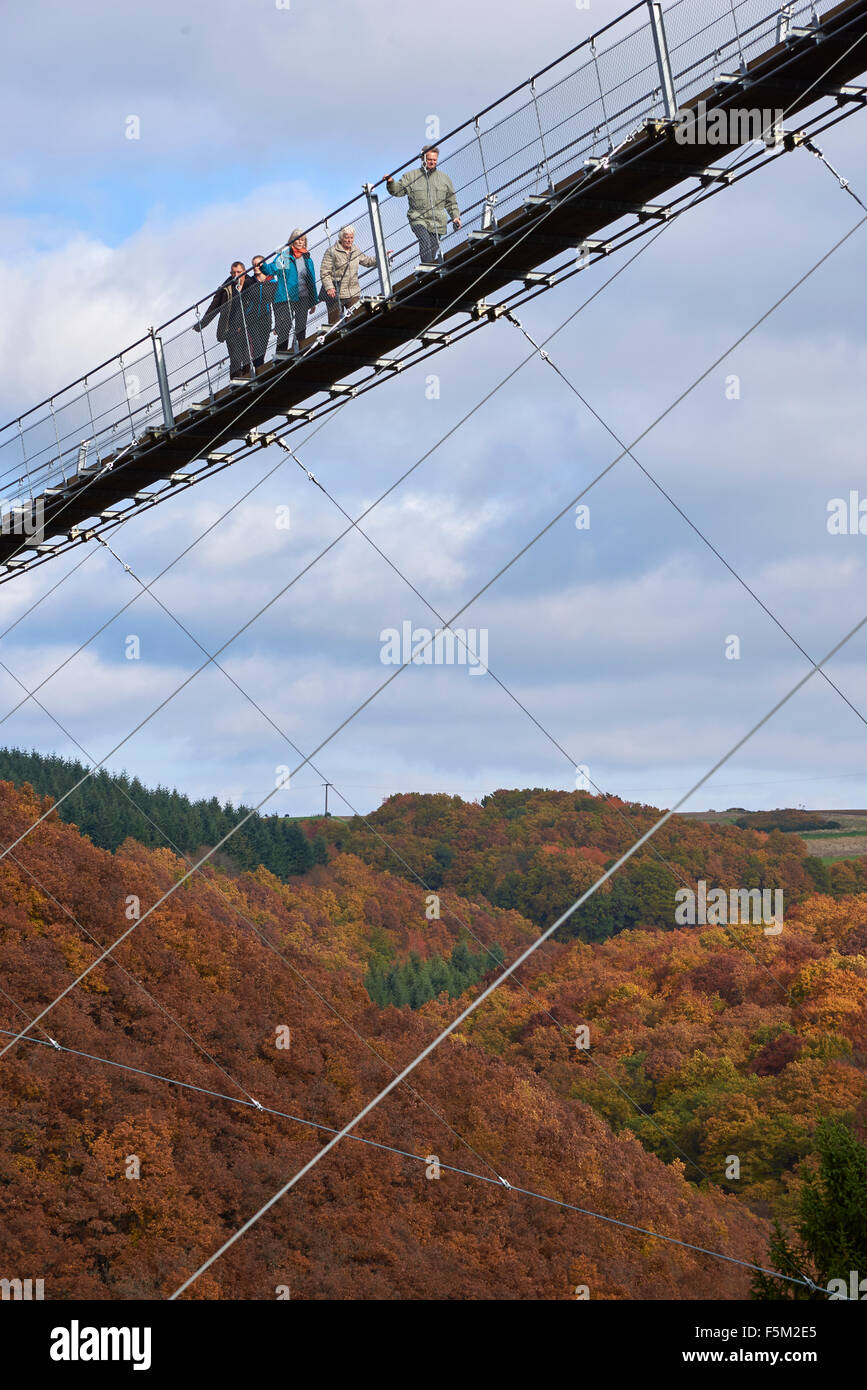 hanging rope bridge Geierlay,Mörsdorf,Hunsrück,Saar-Hunsrück-Steig ...