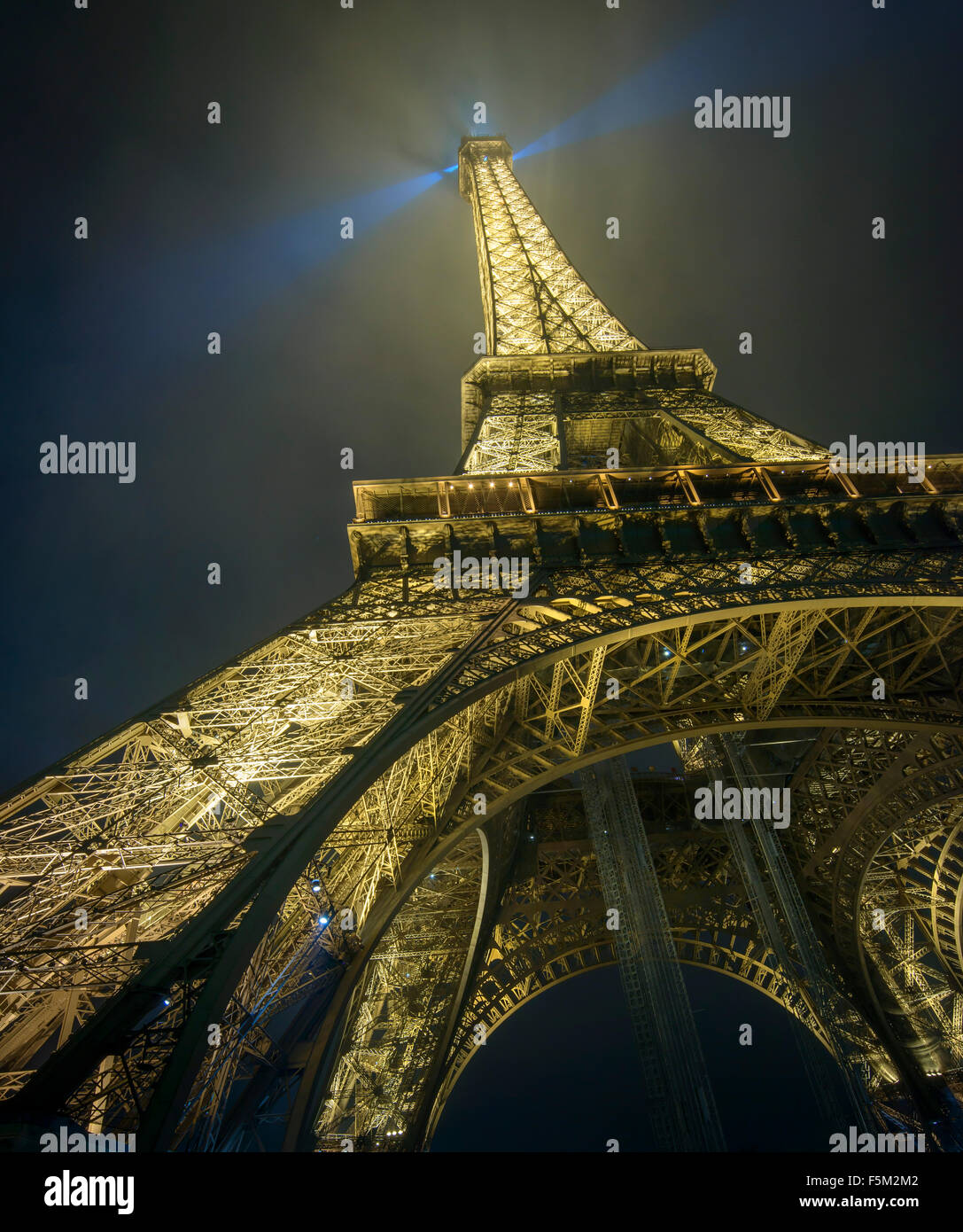 Eiffel Tower Midnight Stock Photo
