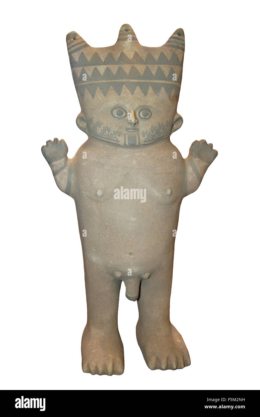 Modern Guardian Figures (cuchimilco). Ceramic guardian figures were important in Chancay culture Stock Photo