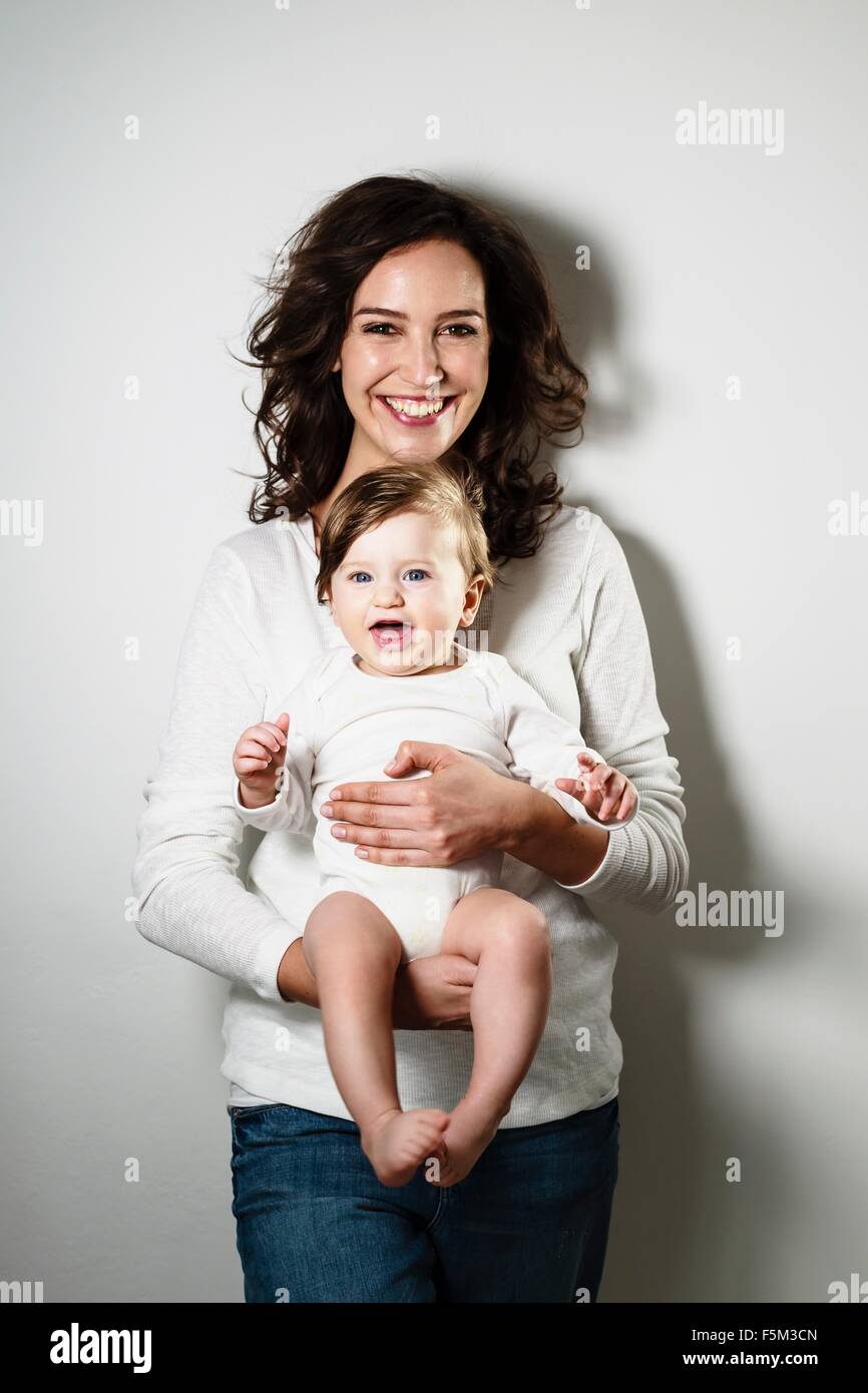 Happy portrait of mother and baby boy Stock Photo
