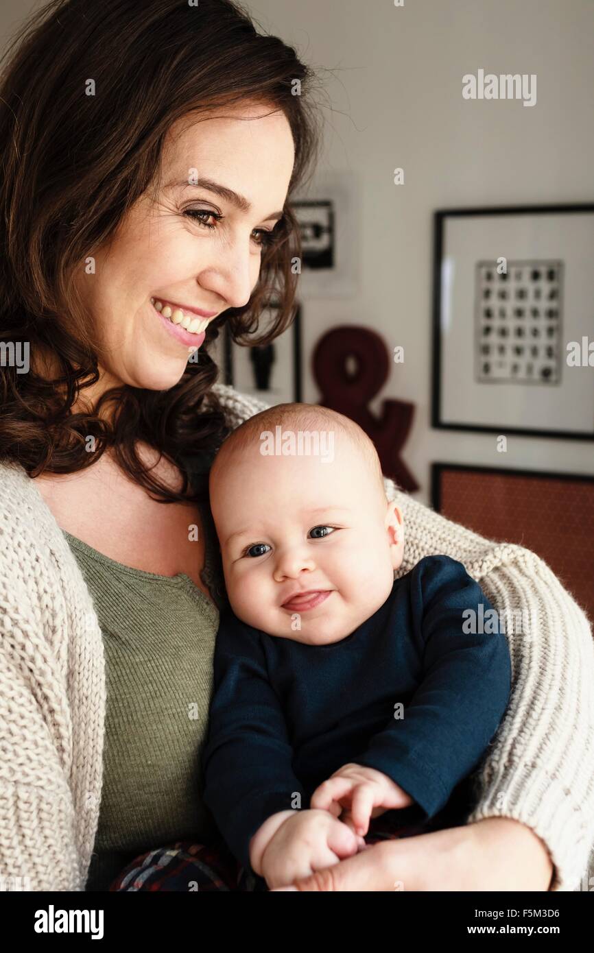 Happy mother and baby son Stock Photo