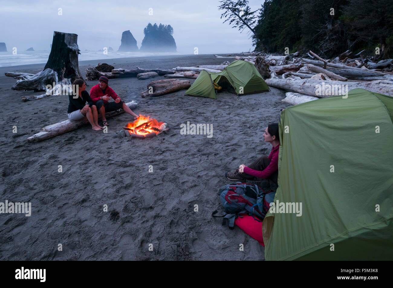 Campers On Second Beach Olympic National Park Washington Usa Stock Photo Alamy
