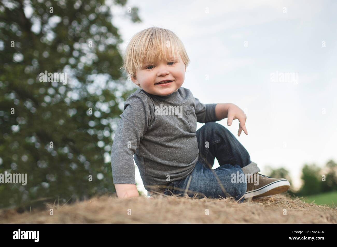 Portrait of young boy, outdoors Stock Photo