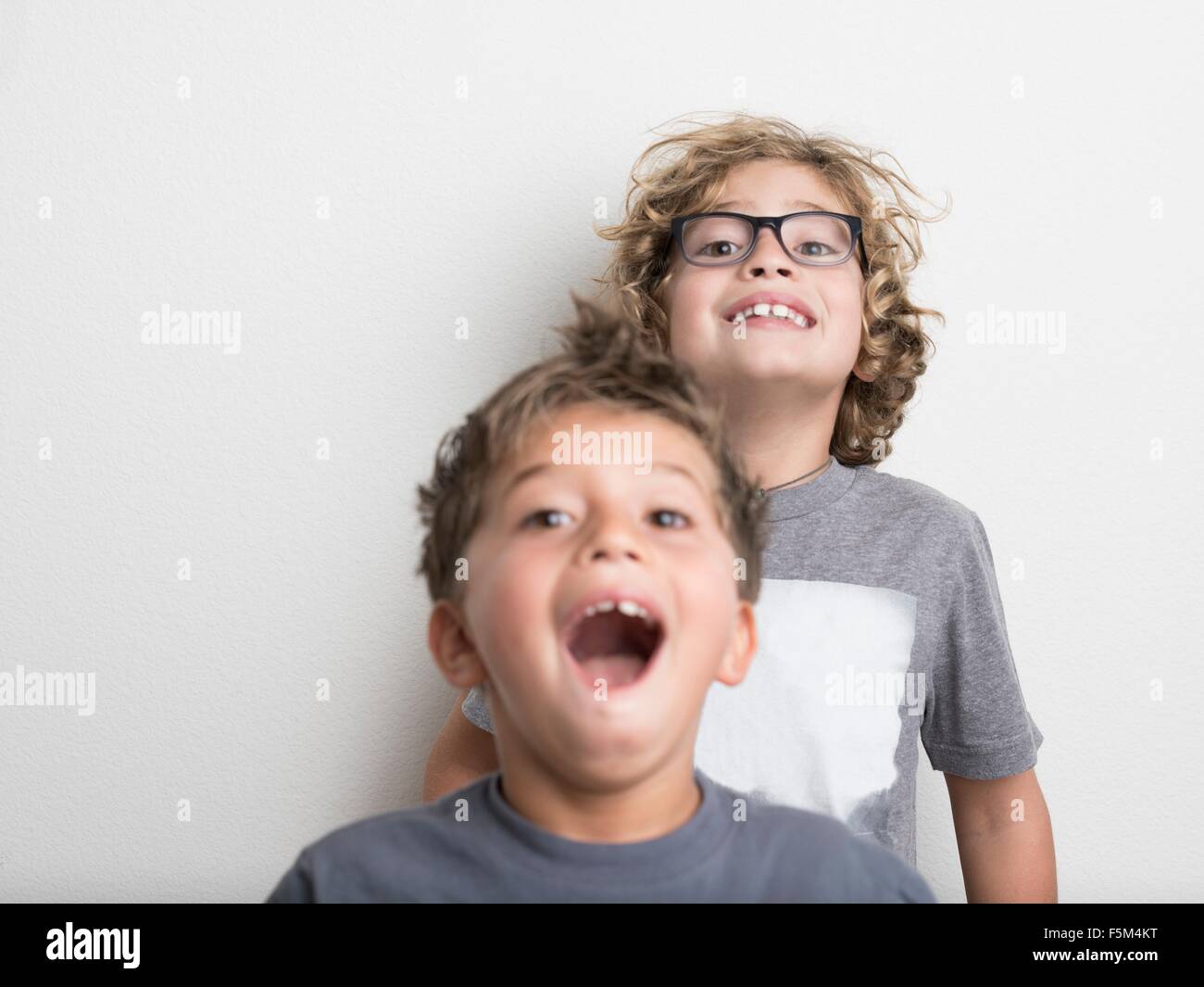Boys making silly faces Stock Photo