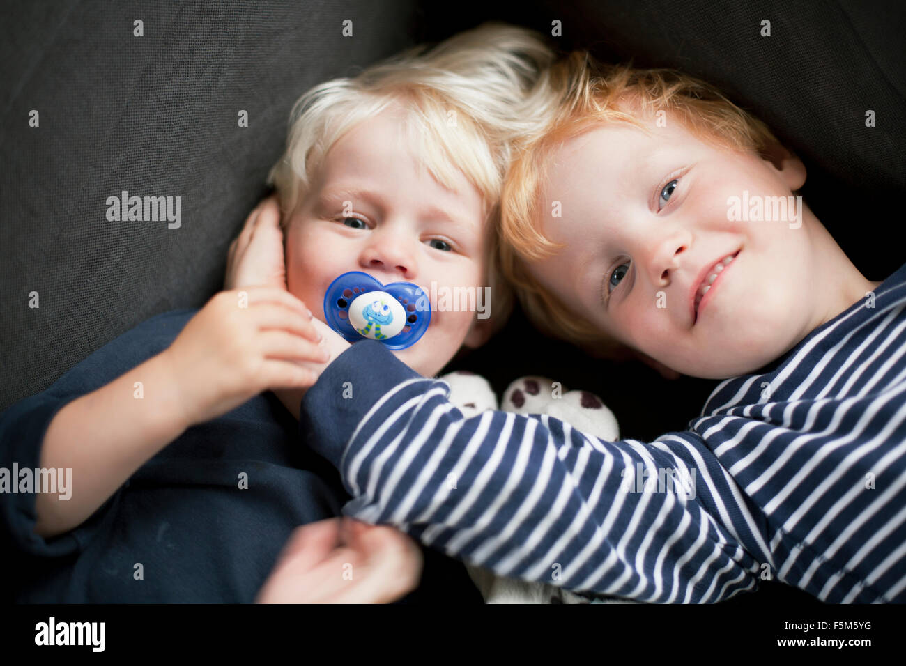 Sweden, Portrait of brothers (4-5, 6-7) Stock Photo