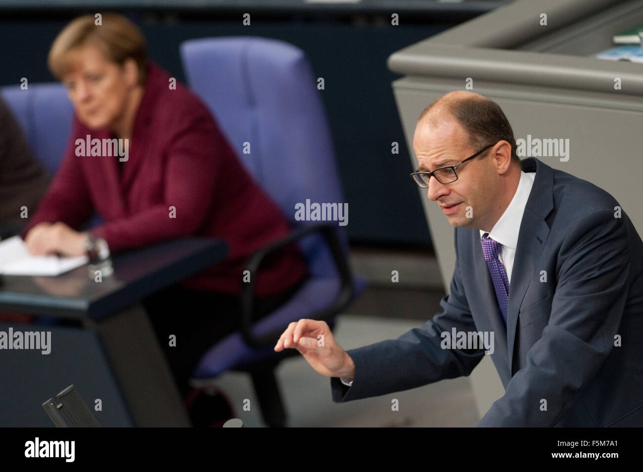 Berlin, Germany. 6th Nov, 2015. Michael Brand (CDU) stands next to ...