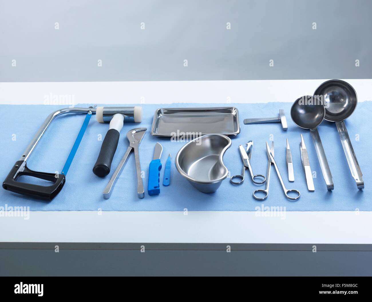 Pathology equipment ready for a autopsy in a laboratory Stock Photo