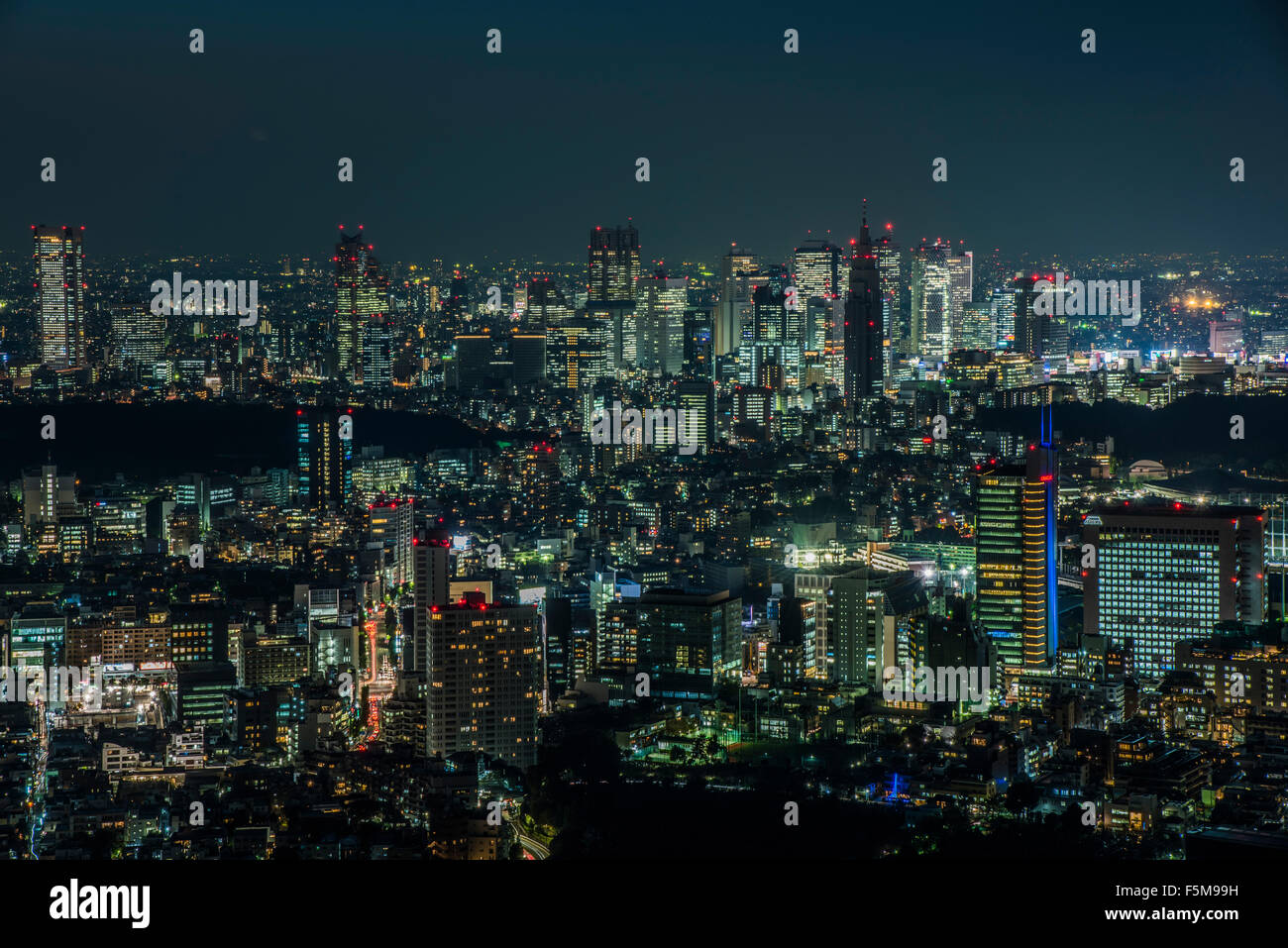 Night view toward Shinjuku from Roppongi Hills observatory Sky deck, Minato-Ku,Tokyo,Japan Stock Photo