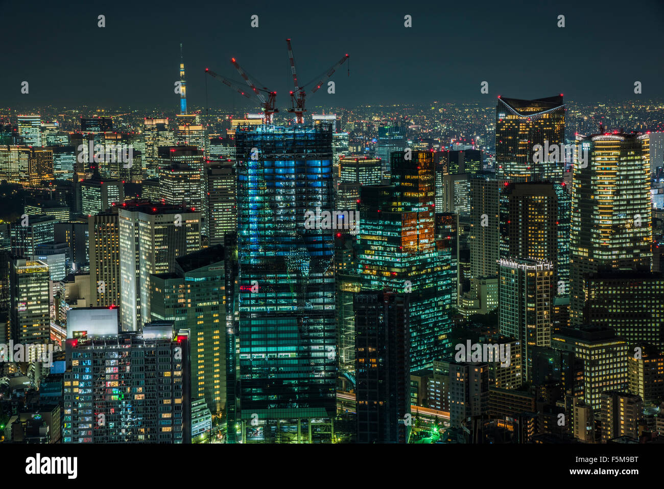 Tokyo Skytree,view from Roppongi Hills observatory, Minato-Ku,Tokyo,Japan Stock Photo