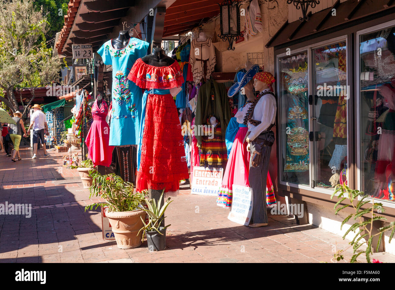 Calle Olvera on Olvera Street El Puebloe de Los Angeles, Mexican flee Market in Los Angeles; California; USA Stock Photo