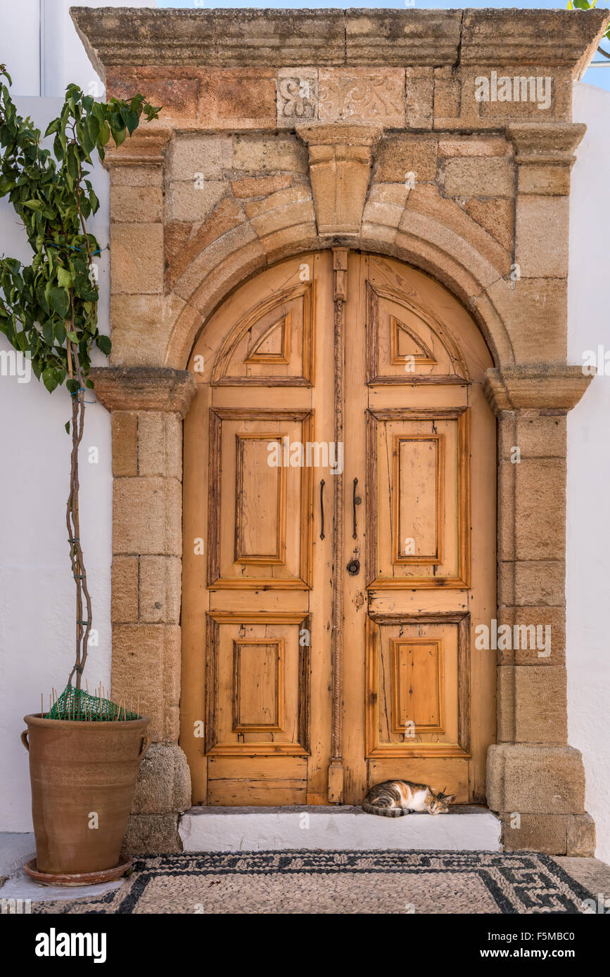 Lindos Doorway Stock Photo