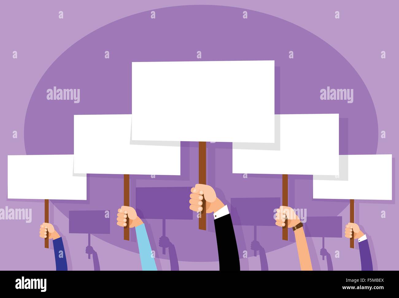 Group of People Hands Crowd Hold Placard Sign Board Stock Vector Image ...