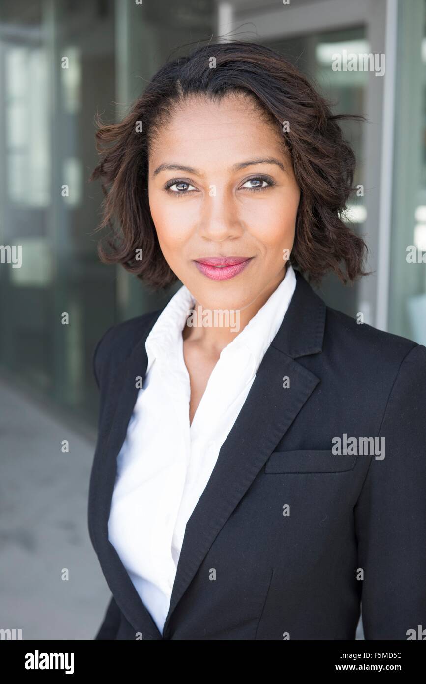 Portrait of young businesswoman, outdoors Stock Photo
