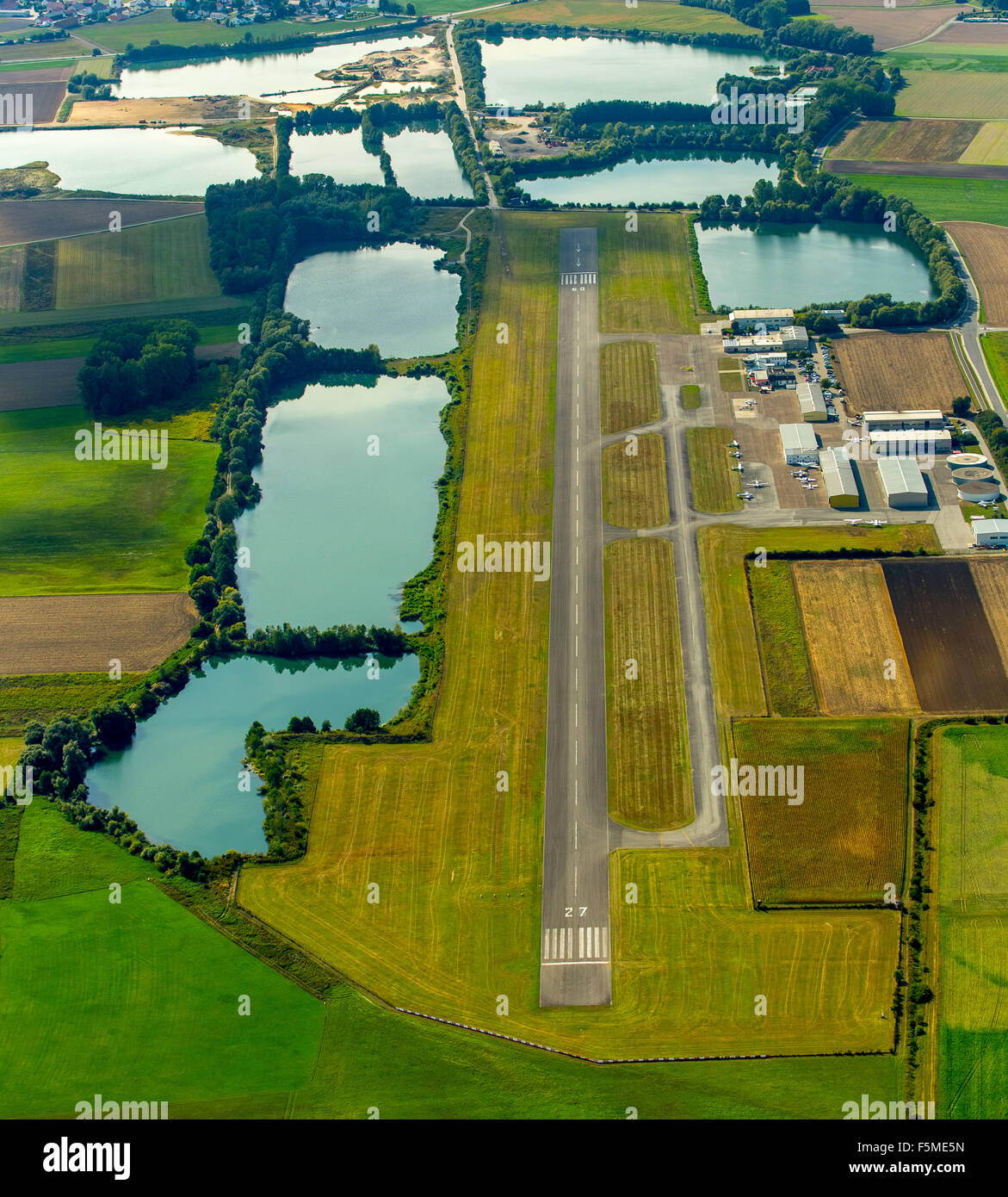 Straubing Wallmühle Airport, EDMS, runway, Straubing, Lower Bavaria, Bavaria, Germany Stock Photo