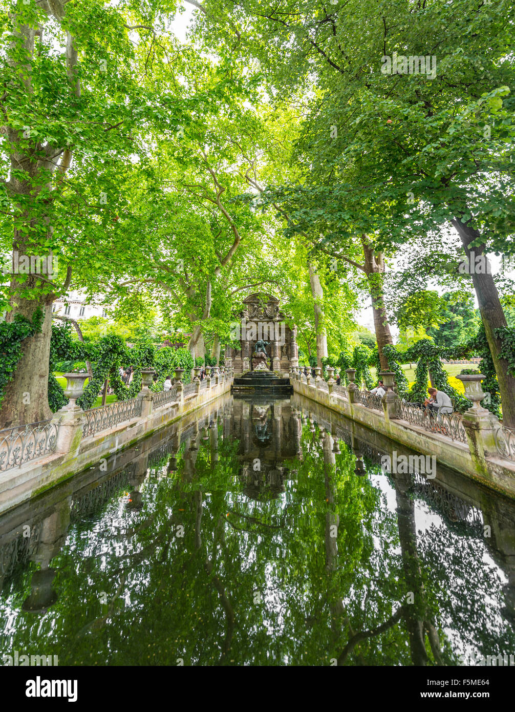 Water basin,Jardin du Luxembourg, Quartier Latin, Paris, Ile-de-France, France Stock Photo