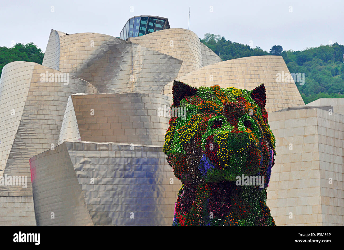 Puppy, sculpture by Jeff Koons in front of Guggenheim Museum, Bilbao, Basque Country, Spain Stock Photo