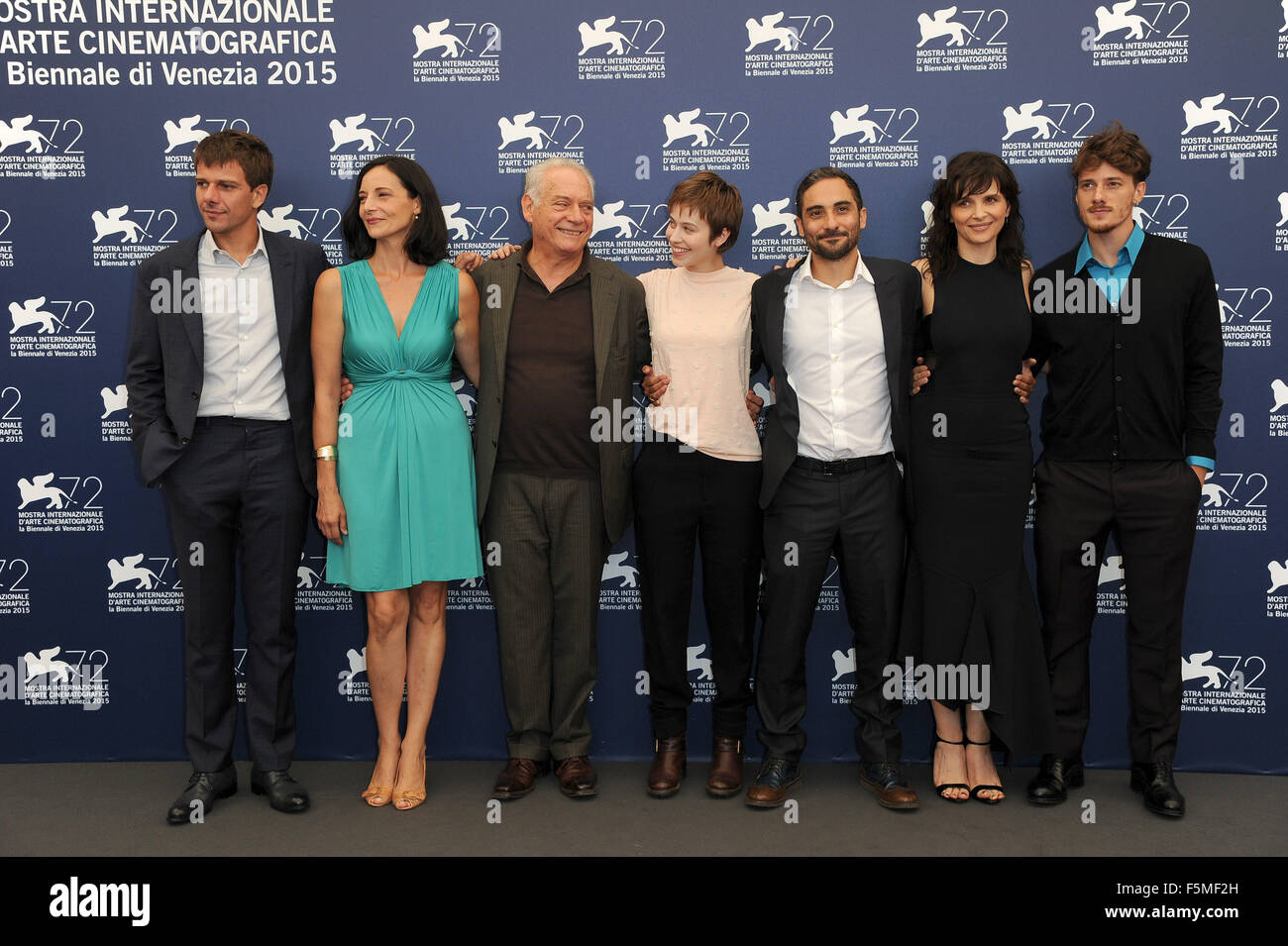 72nd Venice Film Festival - 'L'attesa' Photocall  Featuring: Juliette Binoche, Lou De Laage, Giorgio Colangeli, PIero Messina, Antonio Folletto Where: Venice, Italy When: 05 Sep 2015 Stock Photo