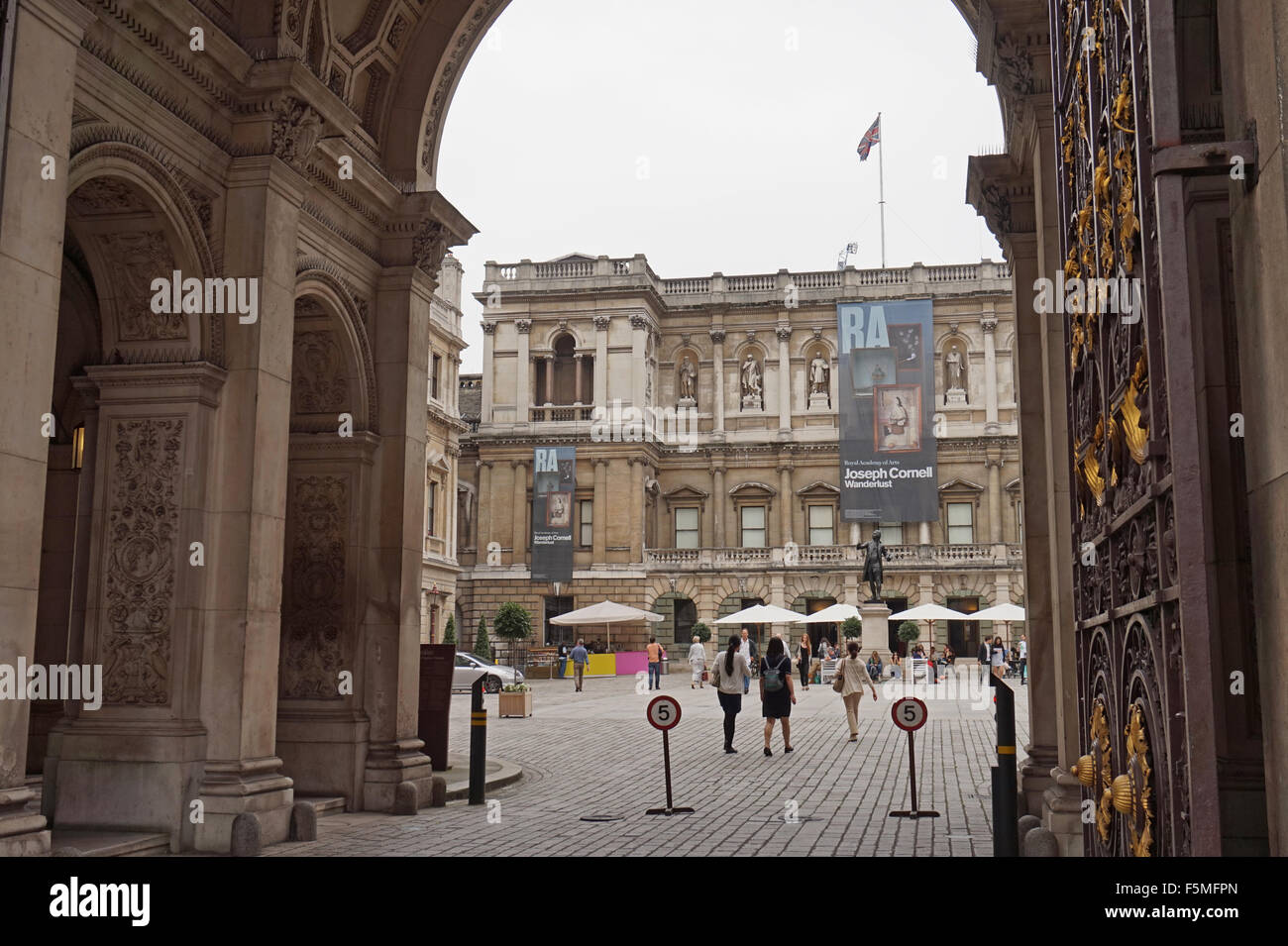 The courtyard of Burlington House, Piccadilly, London including the