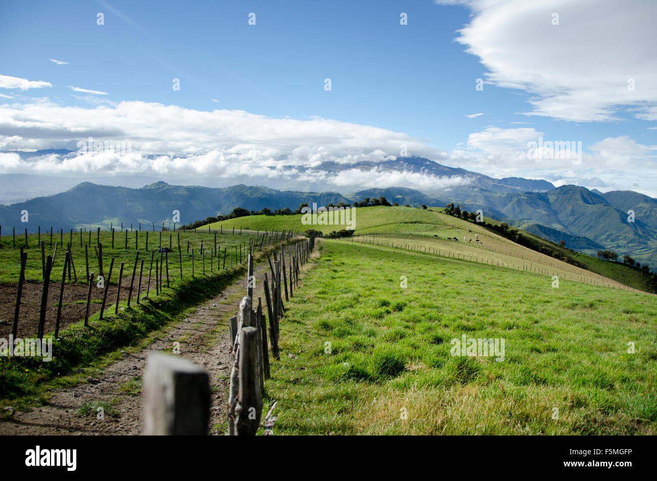 Farmland on the slopes of Guagua Pichincha Stock Photo