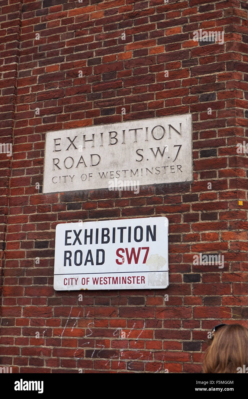 Two street signs for Exhibition Road SW7, London, England Stock Photo ...