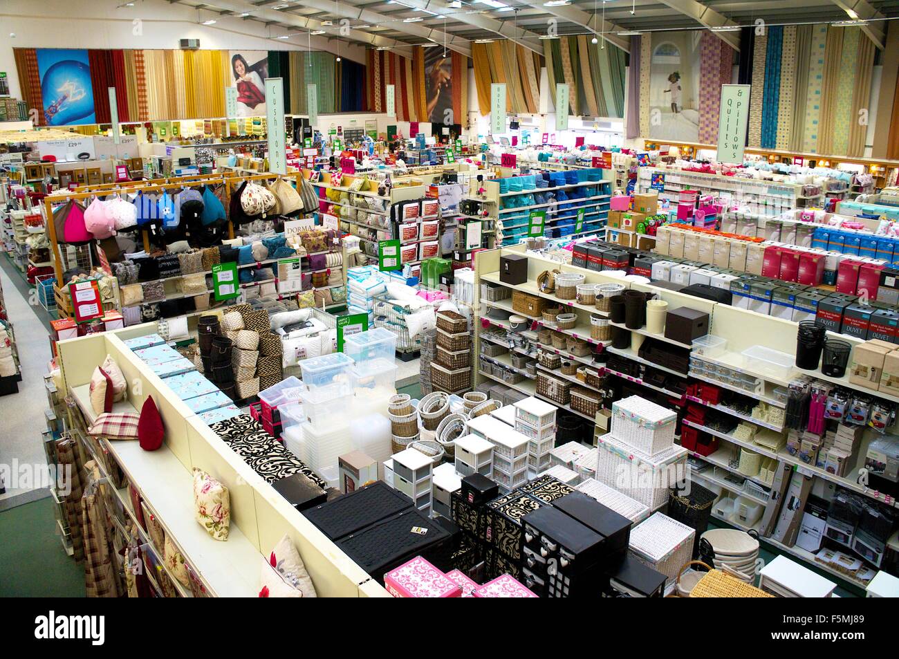 Superstore furniture and soft furnishings aisle. Stock Photo