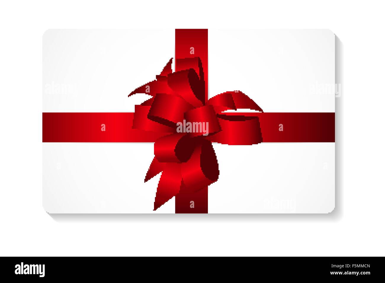 Gift Card with Red Bow and Ribbon Vector Illustration Stock Vector ...